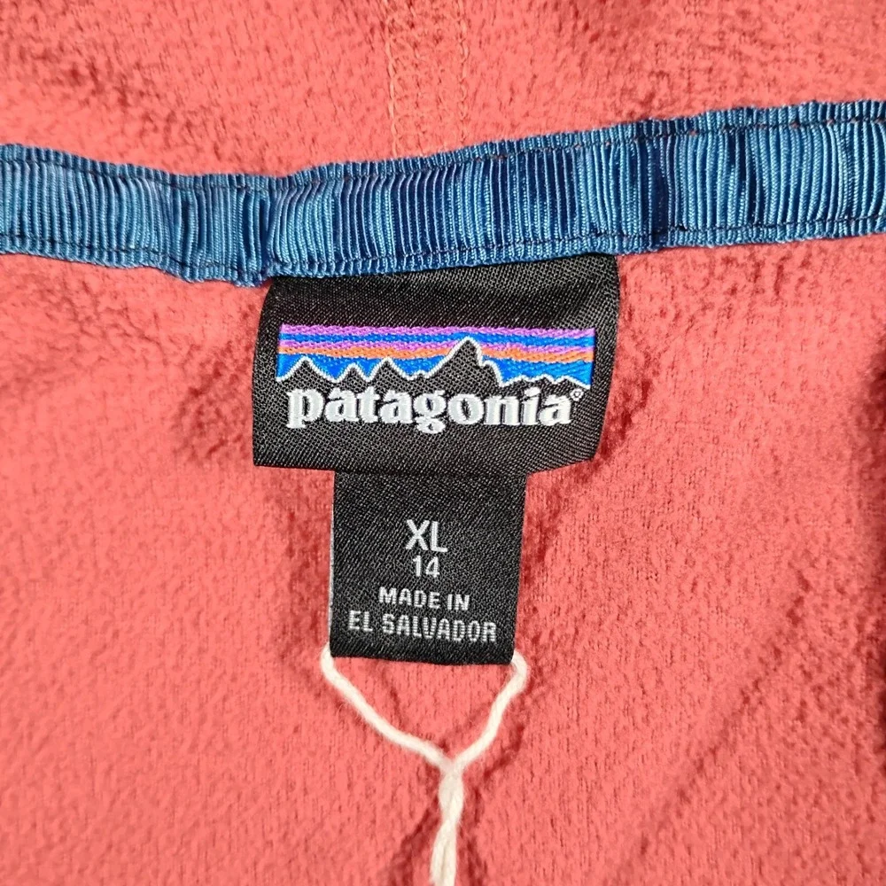 Patagonia Kids XL 14 Micro D Snap-T Full-Zip Fleece Hoody Coral Blue 65465 *Flaw